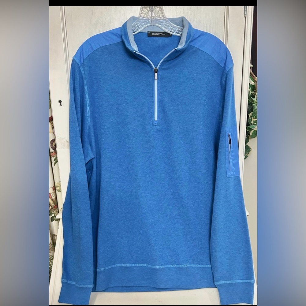 BUGATCHI Beehive Quarter-Zip Pullover mens shirt size med.